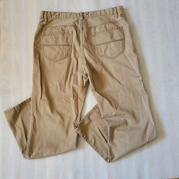 Timberland Mens 38x32 Chino Pants Brown Khaki Straight Leg Cotton Flat Front. - Picture 2 of 9